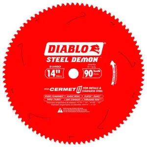 Diablo Tools Wet & Dry Cut Saw Blade: 14" Dia, 1" Arbor Hole, 90 Teeth Round Arbor D1490CF