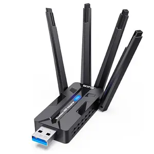 USB WiFi Adapter for PC WiFi Dongle 1800Mbps Max Speed, 4 High-Gain Antennas Ultra-Long Range Signal Reception Wireless USB WiFi 6 Adapter Dual Band WiFi for Desktops & Laptops Dual-Network Card connectivity Wireless Receiver