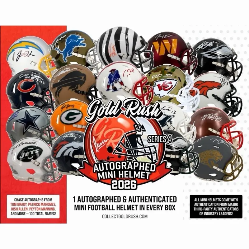 055 2026 Autographed Gold Rush Mini Helmet - Sports Collectible with Collectible Sports Cards