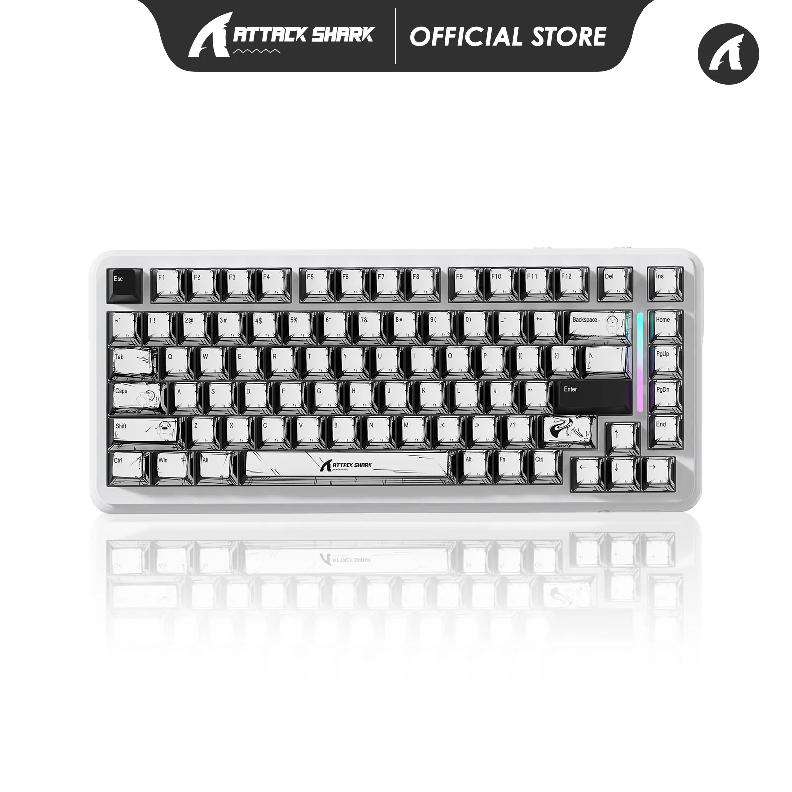 ATTACK SHARK X82PRO HE Wireless Rapid Trigger RGB Mechanical Gaming Keyboard with Adjustable Actuation,2.4G/Wired/BT,8K Polling Rate,Hall Effect Magnetic Switch,5000mAh Battery for PC FPS
