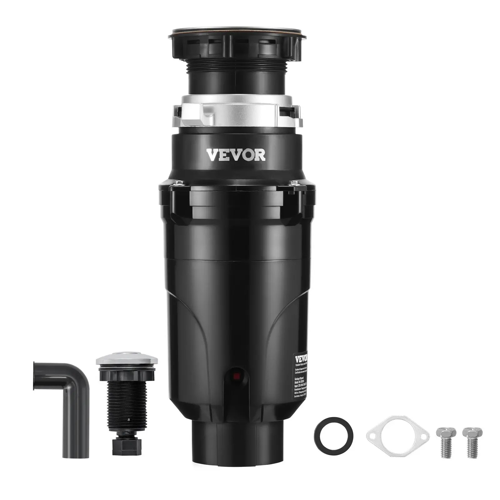 VEVOR Garbage Disposal, 1/2HP 3450RPM Continuous Feed Food Waste Disposer, EZ Connect Food Waste Grinding System with Power Cord Splash Guard for Kitchen Sinks