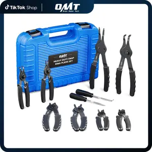 Orion Motor Tech Blue/ Black 10pc Snap Ring Pliers Set, Internal & External Circlip Pliers Set with Bent Pliers Straight Pliers Hook Pick, Heavy Duty Snap Ring and Circlip Removal Tool with Storage Case & Gloves