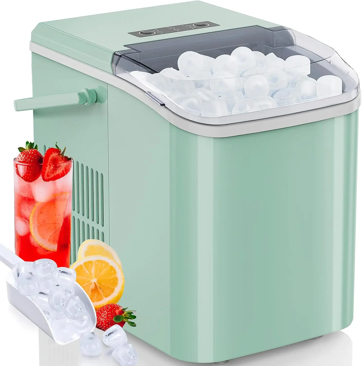 Portable Ice Maker Machine for Kitchen Counter Use with Removable Basket and Ice...