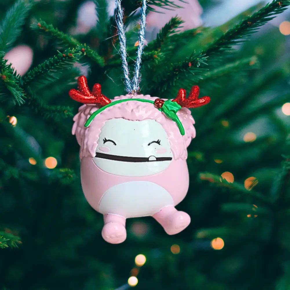 Squishmallow Christmas Decoration Brina Bigfoot Tree Ornament Kurt Adler Holiday, Brina The Bigfoot, Pink Squishmello, Squishmellows, Squish Mellow, Christmas Three Ornament, New Year Decorations, Xmas, Stocking Stuffers for Kids, Gift for Girls and Boys