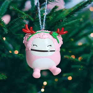 Squishmallow Christmas Decoration Brina Bigfoot Tree Ornament Kurt Adler Holiday, Brina The Bigfoot, Pink Squishmello, Squishmellows, Squish Mellow, Christmas Three Ornament, New Year Decorations, Xmas, Stocking Stuffers for Kids, Gift for Girls and Boys