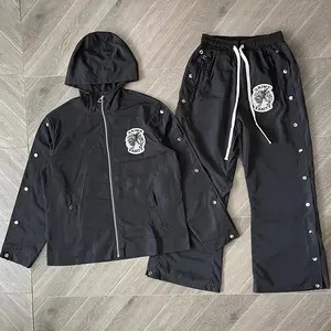 2P Jeans Saint Vanity Embroidered Zipper & Snap Button Casual Sporty Windbreaker Track Suit Set with Pants Streetwear Fashion long sleeve jacket ballet  core  outfit seamless  spandex  shorts high-waisted breathable sport elastic workout gym anime graphic