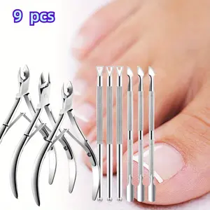9 Pcs Combo Cuticle Nail Clipper Set, Cuticle Trimmer, Cuticle Pusher, Pedicure Tool, Professional Cuticle Cutter, Easy To Clean and Store, High-quality Material, Durable and Rust-proof