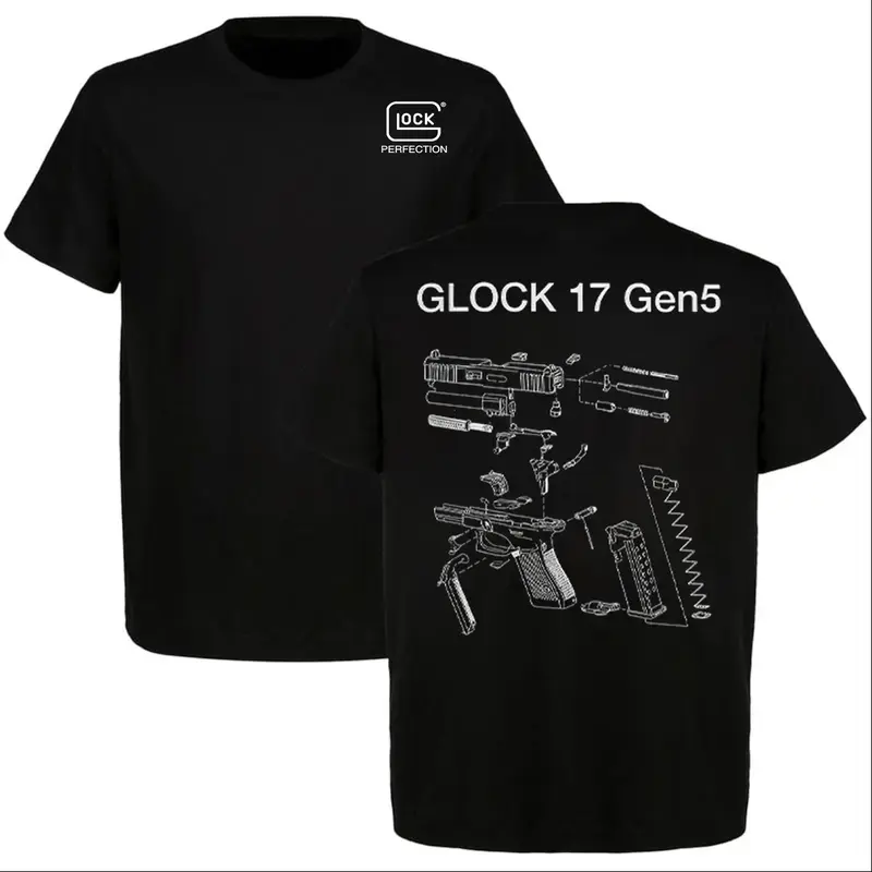 Glock 17 Gen 5 Blueprint T-Shirt, Firearm Graphic Tee, Gun Enthusiast Shirt, American Classic Style