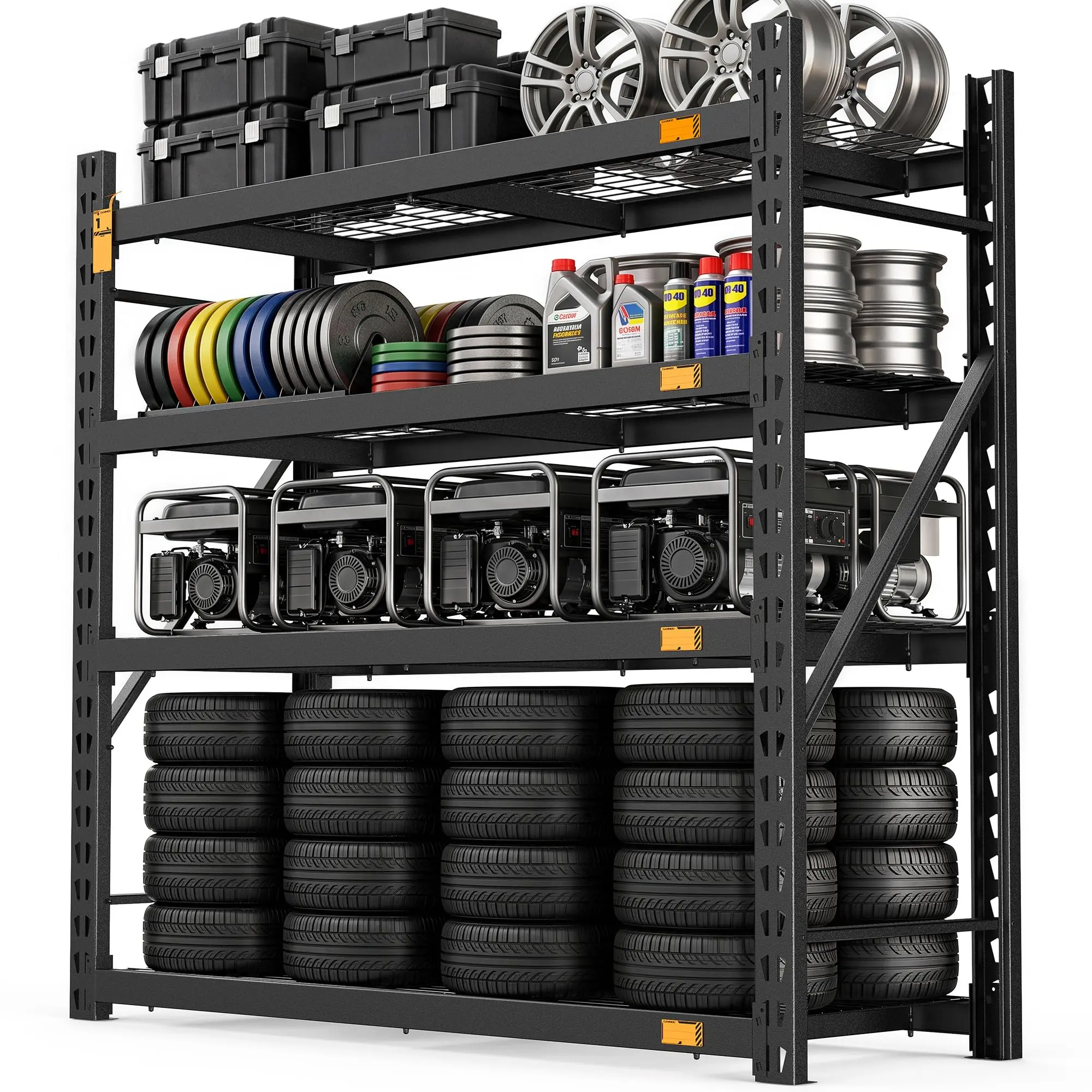 【Summer Sale】CAMMOO 61''W Storage Shelves, 6000LBS Metal Garage Shelving Unit with Magnetic Label, Upgraded Structure, Solid Steel Industrial Rack, Easy Assembly for Warehouse,Basement, 61''W x 24''D x 72''H campingessentials