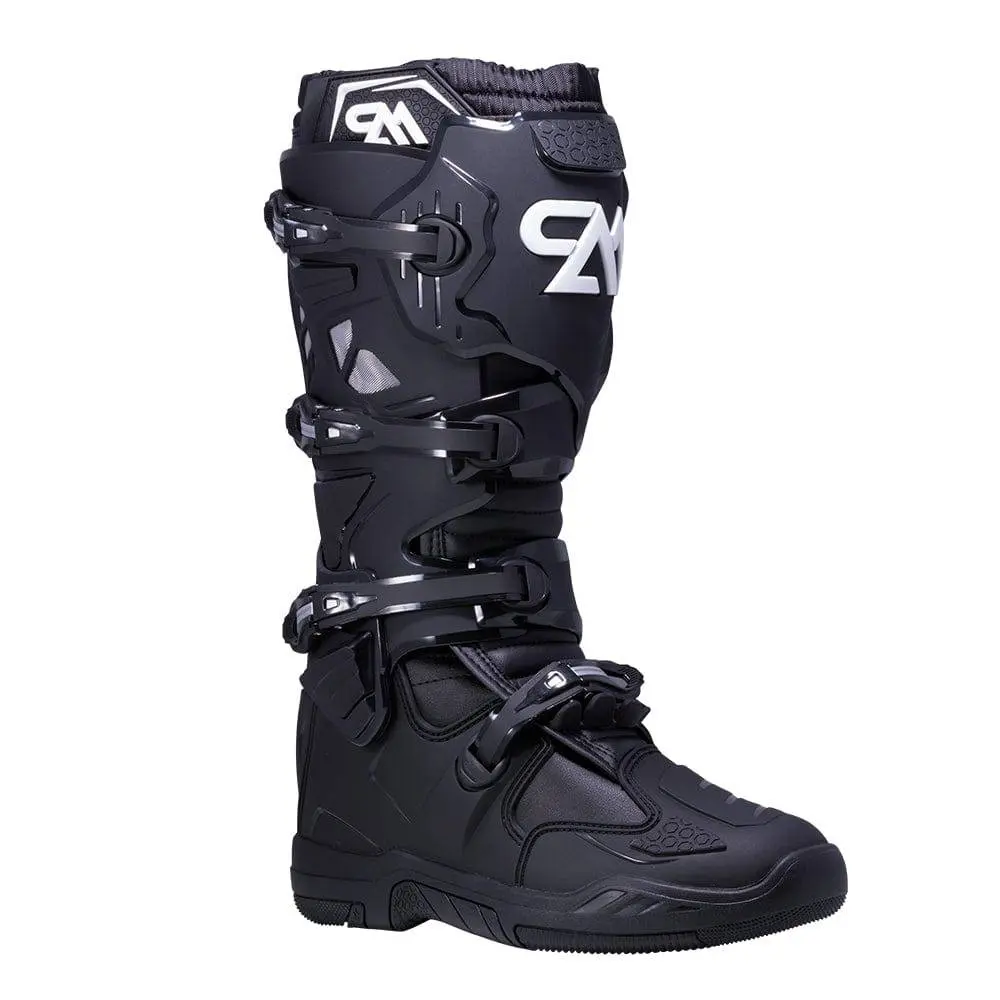 Men's Hydraulic MX Boots, Black/White Shoe with Rubber Footwear