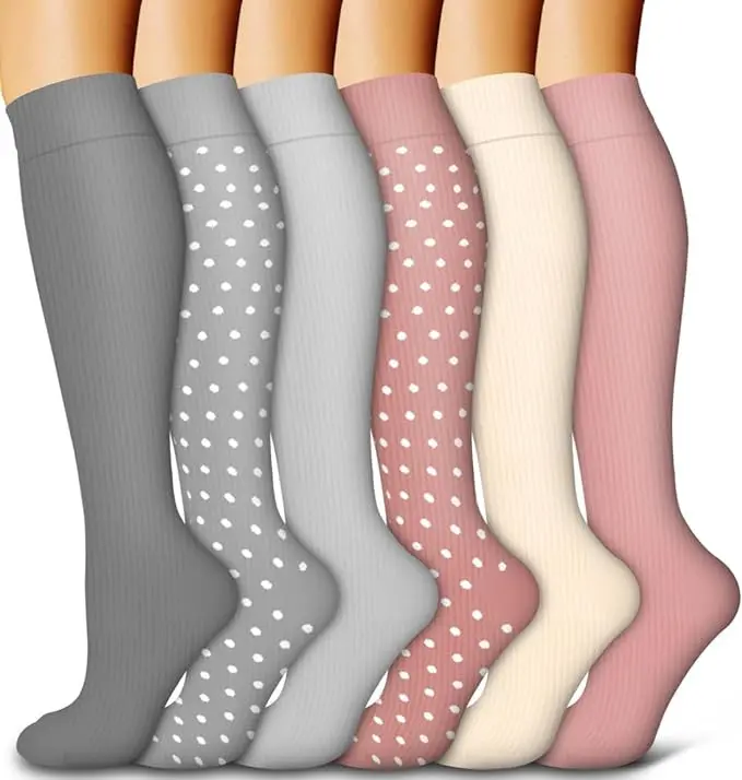 JointlyCreating Compression Socks for Women Circulation 6 Pairs Graduated Supports Socks for Running Athletic Sports Nursing