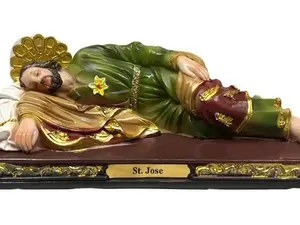 Saint Joseph Sleeping Statue 7.5" Traditional Religious Home Decor with Wooden Cross Ornaments for Spiritual Touch