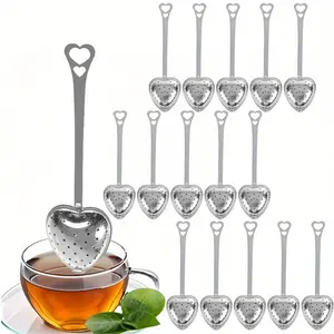 Pack of 15 Heart Tea Infuser for Loose Leaf Tea Steeper, Rust-Resistant Stainless Steel Strainers with Secure Clasp, Easy Brewing Design, Keeps Loose Leaves Contained Suitable for Parties & Gifting