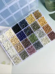 4mm Bead Kit, Bead Set, 24-grid Bead Storage Box, Bead Assortment, DIY Jewelry Making Supplies for Necklace & Bracelet & Earrings, Fashion Accessories for Jewelry Making, Seed Beads, Beaded Set