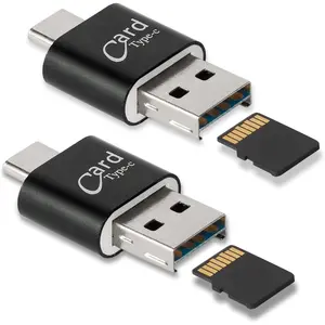 [2 Pack]  SD Card Reader for Android Phone, SD Card to USB Adapter, Mini USB C Card Reader for Camera Memory Card Reader,  Card Reader for PC and Android Phone