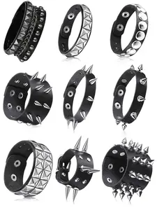 Punk Style Spiked Studded Decor Bracelet, Fashionable Leather Rivet Bracelet for Men & Women, Trendy All-match & Exquisite Jewelry for Birthday Gift, Trendy Fashionable Accessories