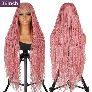 #Pink 36" Full Lace Bohemian Knotless Boho Box Braided Wig – SuperNova, Lightweight, Breathable, Natural Look, Long-Lasting & Easy to Maintain #Summervibes