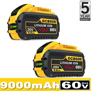 2 Packs 9000mAh 20V/60V MAX Replace for DeWalt DCB606 DCB609 DCB612 Battery Compatible with DeWalt 20V/60V 9.0Ah Batteries, Chargers and Power Tools