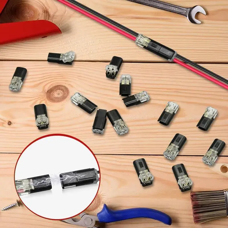 2026-50pcs Double-Wire Plug-in Connector Led Light Strip Connectors 2 Pin,Led Strip Lights Connectors Low Voltage Wire Connector with Locking Buckle,Fast Connect Plugs Led Connectors for Strip. lead strip automotive wiring electricity