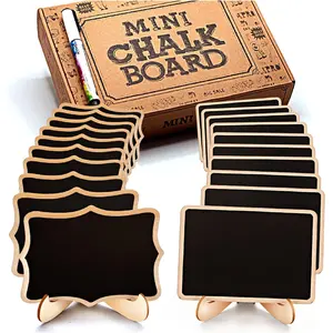 Mini Chalkboard Signs, 20 Pack Framed Small Chalkboard Labels with Easel Stand, Wooden Blackboard for Table Numbers, Food Signs, Wedding Signs, Message Board, Place Cards and Event Decorations