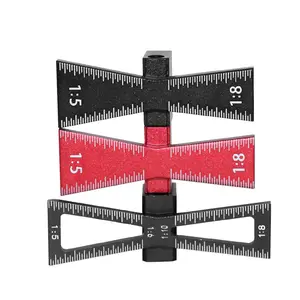 Woodworking Dovetail Marker, Aluminum Alloy Dovetail Marking Template, Precise Dovetail Guide with 1:5, 1:6, 1:8 and 1:10 Slopes, Measuring Ruler