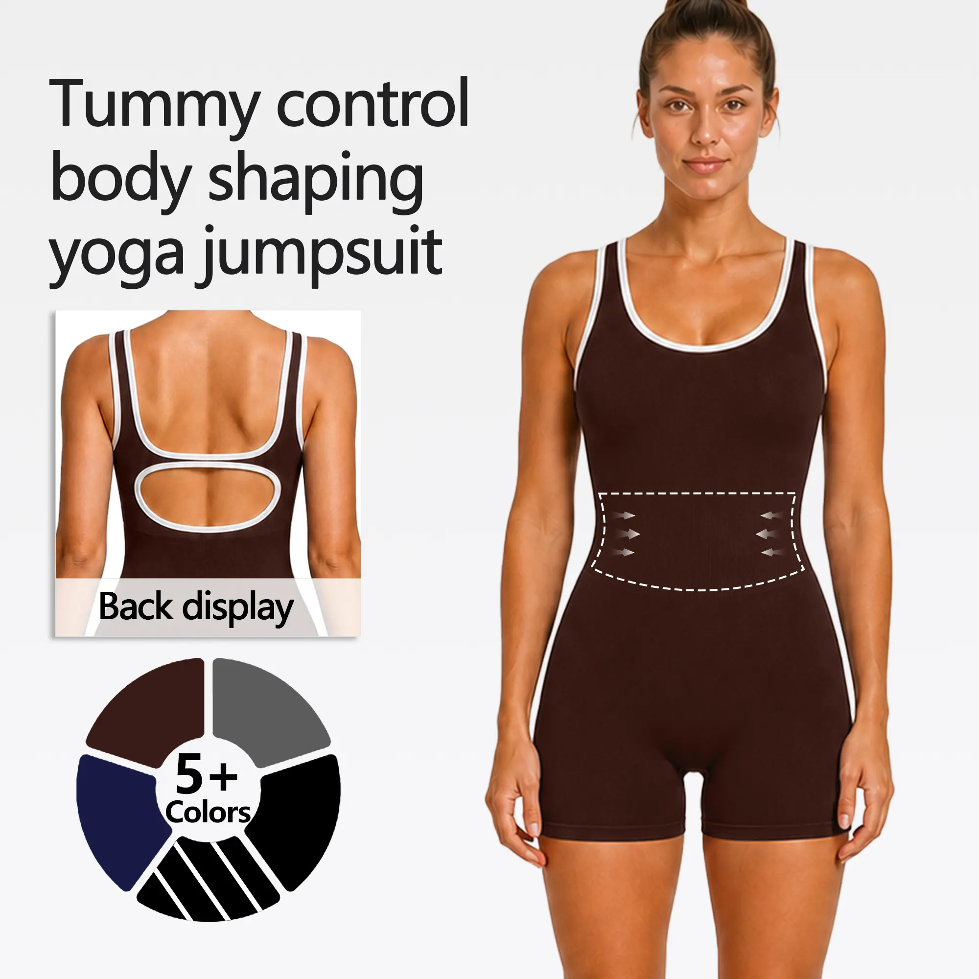 【Live Stream Discount】SUOVADUN Women’s Seamless Sleeveless Yoga Jumpsuit - 1-Piece Solid Sportswear Jumpsuit, Stretchy Spring Summer Activewear for Fresh Sporty Look (LTY003), Sportswear Jumpsuits