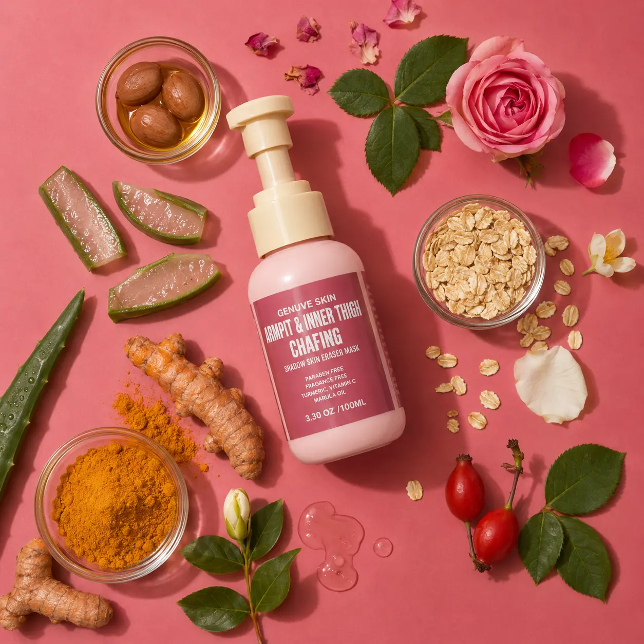 Genuve Skin Turmeric Vitamin C Marula Oil Mask, Dark Spot & Pigmentation Care for Uneven Skin Tone Armpits Inner Thighs
