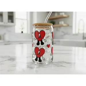 Red Hearts Dancing - UVDTF Wrap, Decorative Sticker, Smooth Design, Ideal for Home Decor and Ornaments