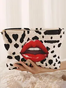 Fashion Lip Print Makeup Bag, Casual Versatile Storage Bag, Travel Makeup Bag, Makeup Organizer Pouch, Handheld Cosmetic Pouch, Suitable for Women and All Kinds of Occasions