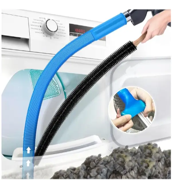 2 Pieces Dryer Vent Cleaner Kit, Dryer Lint Vacuum Attachment and Flexible Dryer Lint Brush, Dryer Vent Vacuum Hose Attachment, Blue