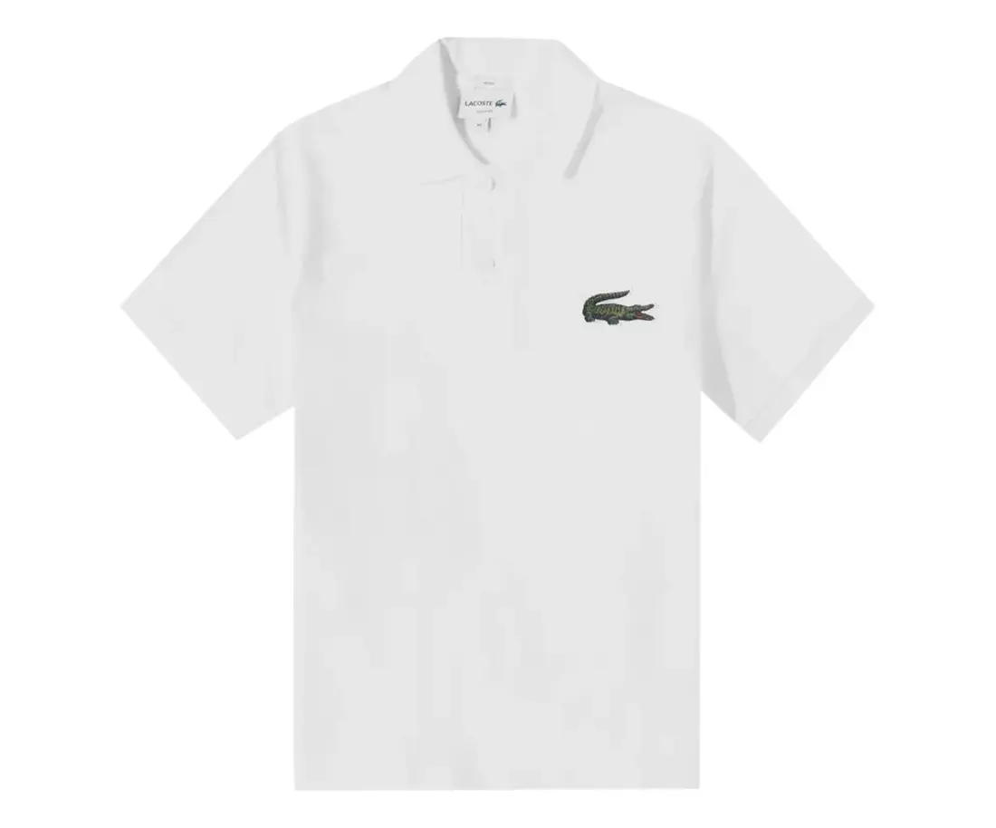LACOSTE Original 80's Loose Fit Unisex Polo Shirt with Large Croc Graphic, Casual Menswear Short Sleeve Top, Shirts, Original Look, Croc Design, Shortsleeve, Loose Easy Fit