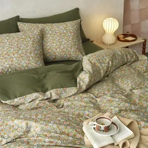 - Floral Comforter Set, Cute Vtage Flower Cottagecore Aesthetic for Women Teen Girls, Soft Lightweight Dorm Beddg, 3 count, Olive Green, Full Size