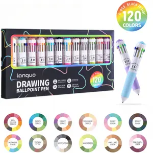 60/120 Colors Multicolor Pen, 6/12 Pack 10-in-1 Multicolor Ballpoint Pen Set, 0.8mm Tip Retractable Colored Pens for Drawing and Writing, School Office Art Supplies