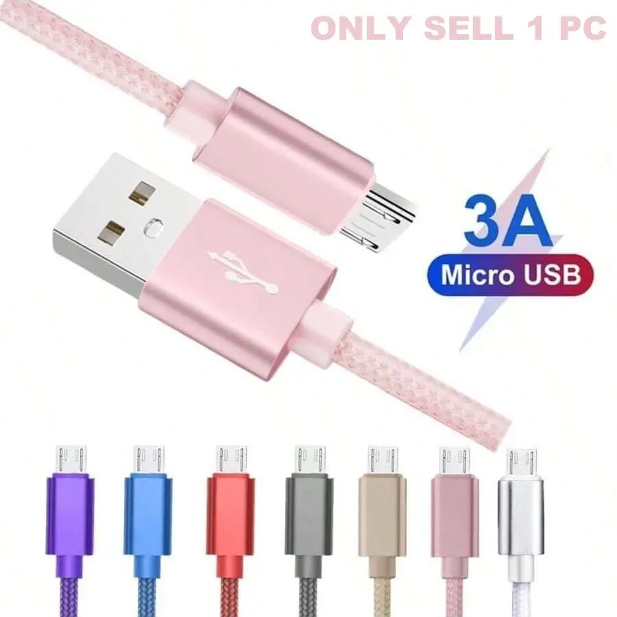 Micro USB Cable, 3.3/6.6f/10t Android Charger, Braided Fast Charging Sync Cable, USB Quick Charge, Compatible with Galaxy S6 S7 Edge, Android Phones, Electronic Mobile Accessory