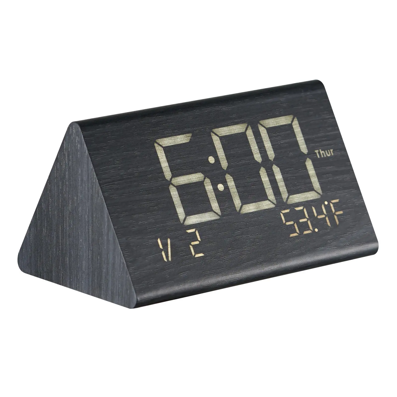 【SummerFinds】VEVOR Digital Alarm Clock,  , Wooden Desk Clock with Dual Alarm, USB Port, Snooze, Night Light, Voice Control, Adjustable Volume, Bedside Desktop Clock with Charger for Bedroom, Kitchen, Office, Black
