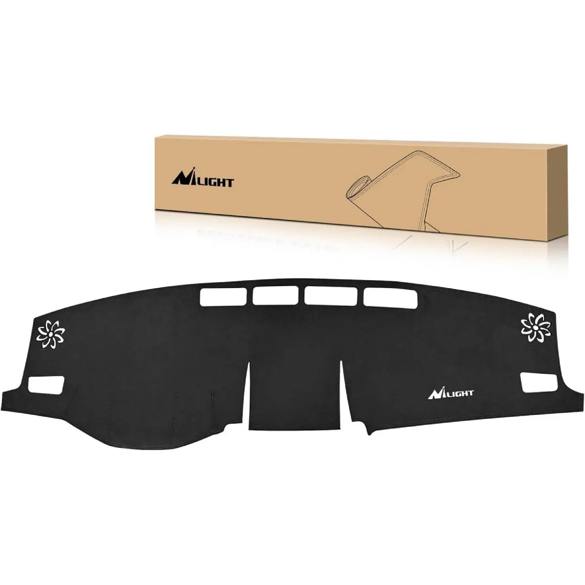 Nilight Dash Cover for Toyota Rav4 2019 2020 2021 2022 2023 2024, Custom Fit Suede Dashboard Mat Non‑Slip Sunshade Glare Protector Interior Accessories Black, Suede Material