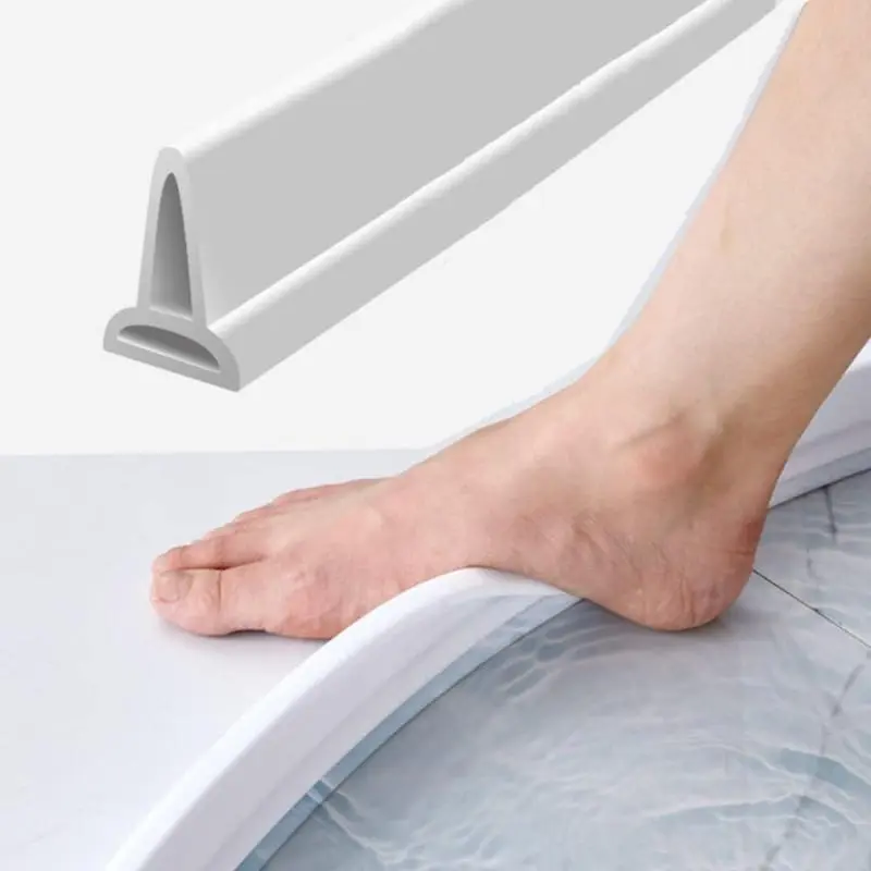 1 Roll Silicone Water Stopper for Shower - Easy Install Leak Proof Seal, Leak Proof Design, Anti Leak Dry and Wet Separation Barrier, No Power Needed, White Flood Guard for Bathroom