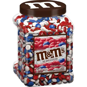 M&M's Patriotic Mix Red White & Blue Milk Chocolate Candies 62 Oz Jar Perfect for Independence Day Celebrations US Flag Colors