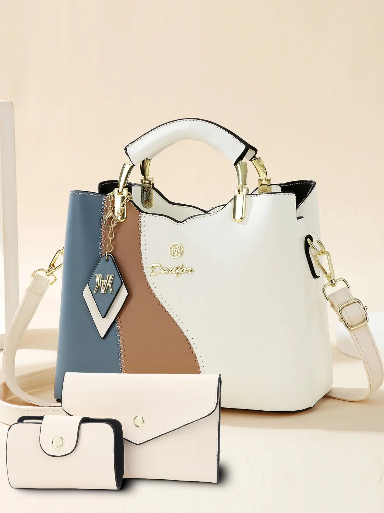 Three-Color Handbag Set, Large Capacity Shoulder Crossbody Bag, Stylish Three-Piece Women's Bags, Fashionable Bags, Perfect for Daily Use, Handheld Bag Purse, All Seasons Handbag, PU Leather Handbag