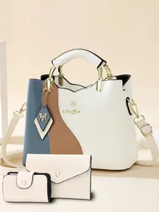 Three-Color Handbag Set, Large Capacity Shoulder Crossbody Bag, Stylish Three-Piece Women's Bags, Fashionable Bags, Perfect for Daily Use, Handheld Bag Purse, All Seasons Handbag, PU Leather Handbag