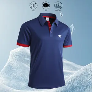 Fashion summer breathable POLO shirt, suitable for business leisure and comfortable tennis training, also high-end polo shirt such as gift giving, casual short-sleeved sweatshirt, suitable for golf, tennis and casual attire, button collar design, classic