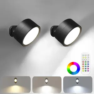RGB Magnetic Wall Sconces Indoor, Wireless Detachable Rotatable Color Changing Wall Lighting, for Living Room Hallway Bedroom Bathroom