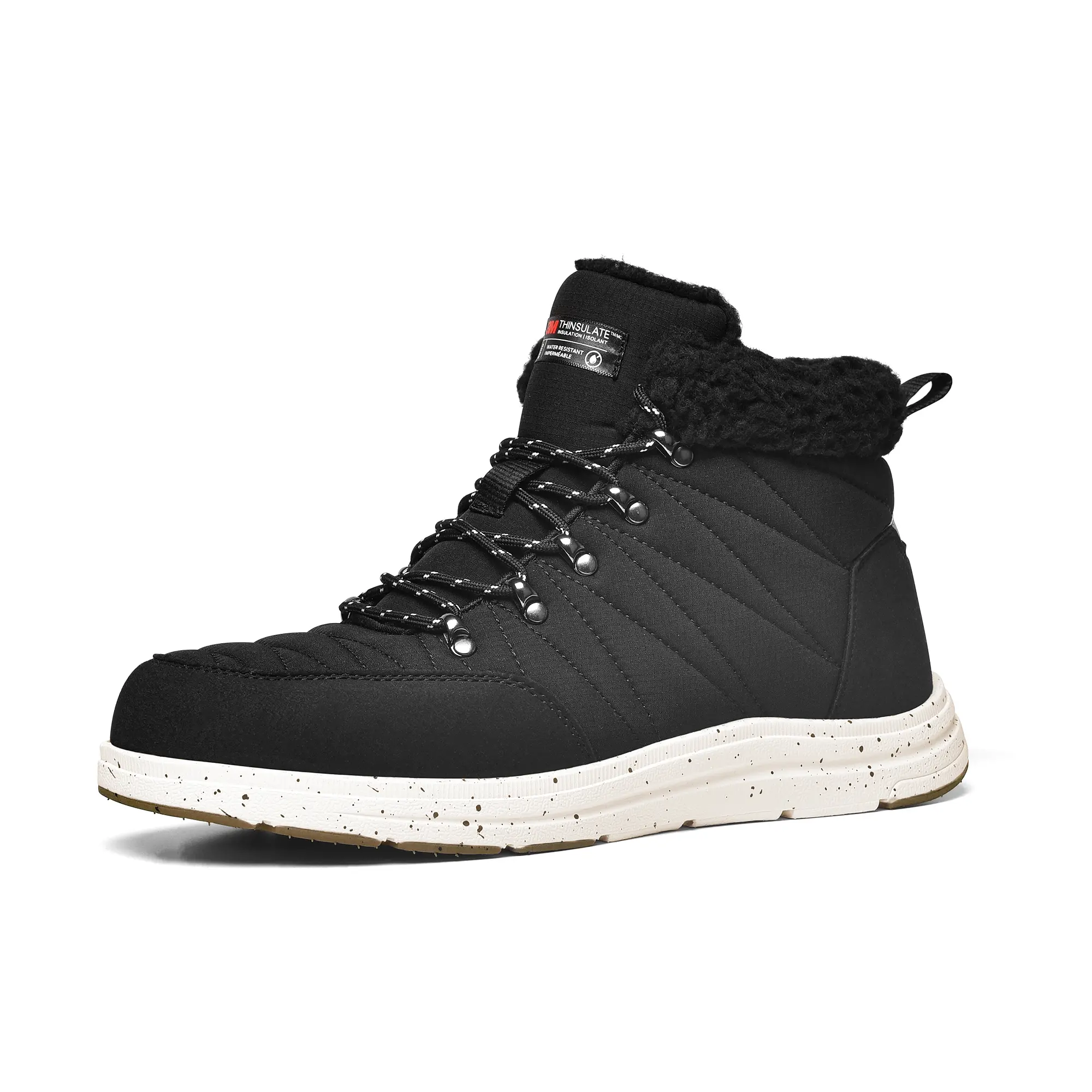 【BRUNO MARC Anniversary】 Men's Winter Faux Fur Lined Soft Ankle Boots - PU & Fabric Upper, Lightweight Comfortable Casual Walking Shoes Footwear, Eva, Synthetic