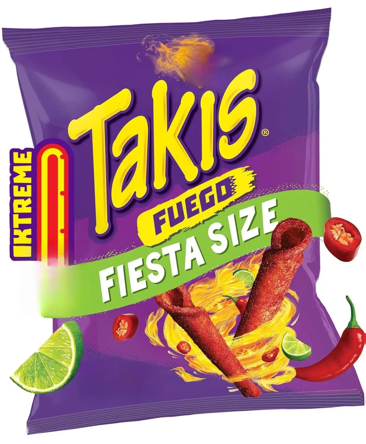 Takis Fuego Fiesta 17 oz Size Bag,Extreme Hot Chili Pepper & Lime Flavored  Spicy Rolled Tortilla Chips Crunchy Flavorful Snack Corn