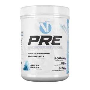 V1 LOW STIM PRE WORKOUT - Arctic Beast Flavor, 200mg Caffeine, 8g Citrulline, 3.2g Beta-Alanine, 40 Servings, Optimum Muscle Pumps & Performance