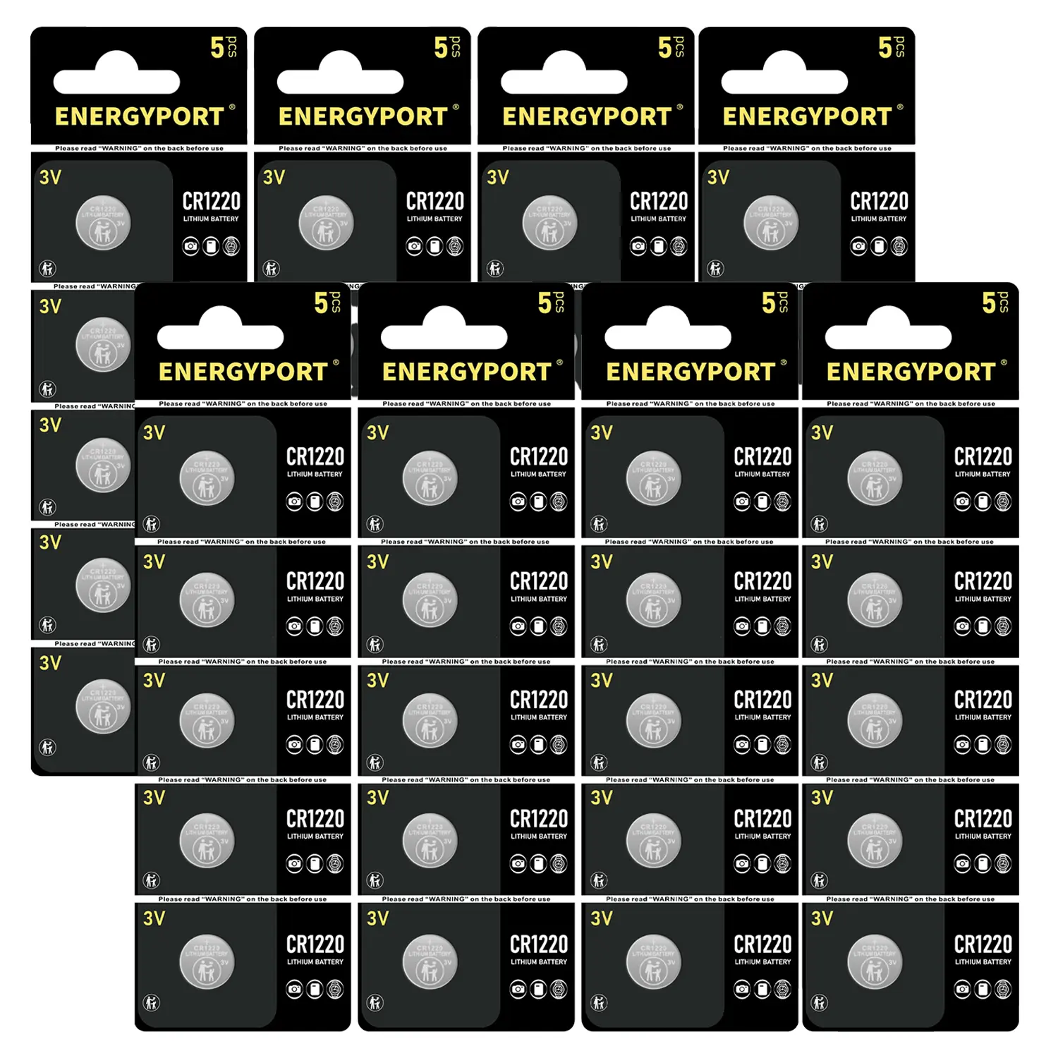 ENERGYPORT CR1220 3V Long-Lasting Lithium Button Cell Batteries, Electronic Power Source for Keys, Watches, LED Lights, 40-Count Universal Electronics Accessory
