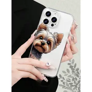 Cute Yorkshire Terrier Print Phone Case Suitable For IPhone17/IPhone17 Air/IPhone17 Pro/IPhone17 Pro Max/16 Pro Max/15 Pro Max/14 Pro Max/13 Pro Max/12 Pro Max, Clear TPU Material With Built - In Shock - Proof Stripes