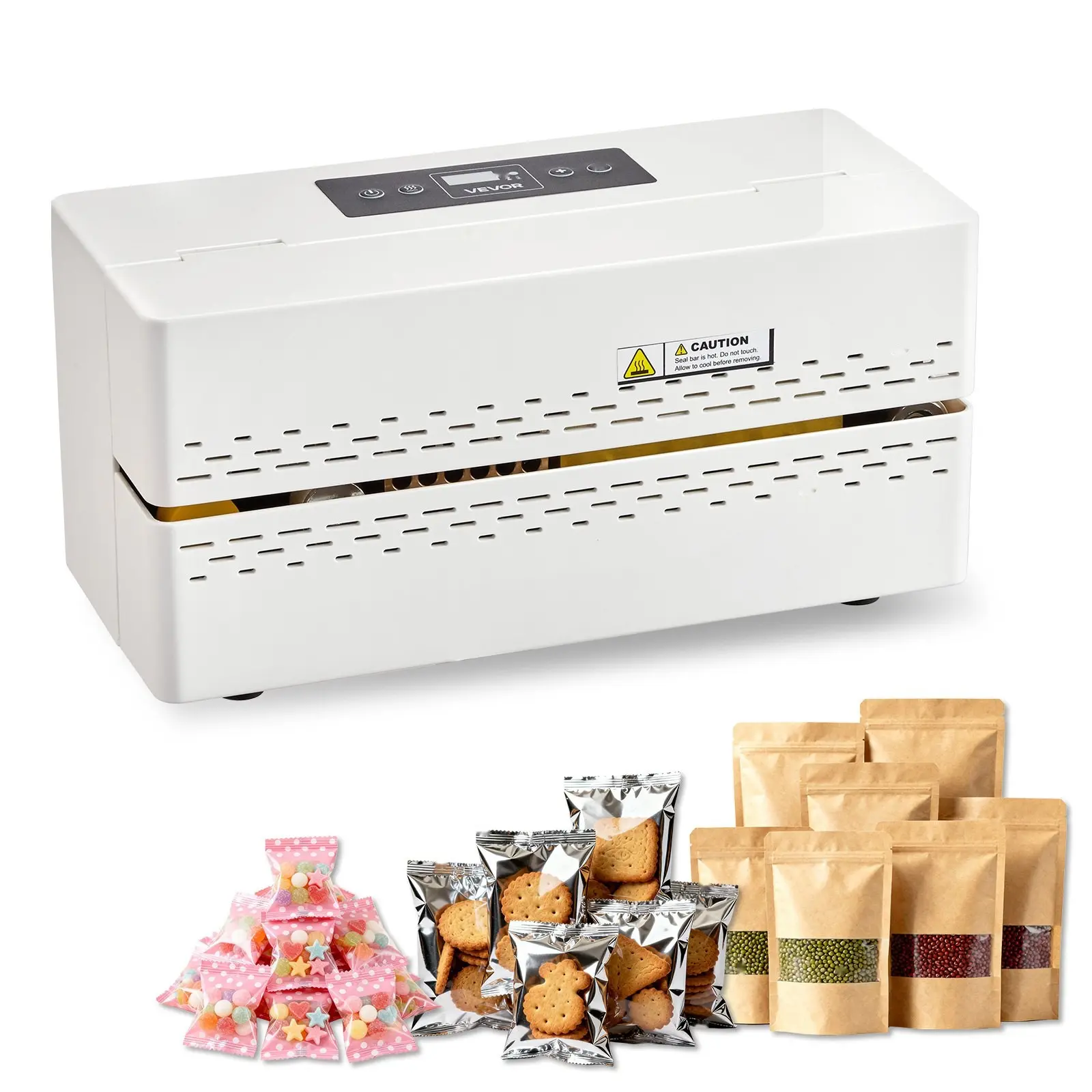 Continuous Sealing Machine With Adjustable Seal Width 0.32-0.47 In, Automatic Continuous Band Sealer With Digital Temperature Control, Auto Shutdown, Heat Sealing Machine For 0.002-0.008 In Plastic Bags, Packaging Equipment