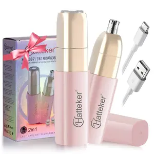 2-in-1 electric hair remover, facial hair trimmer, electric eyebrow trimmer, women's epilator, compact and portable, waterproof, rechargeable