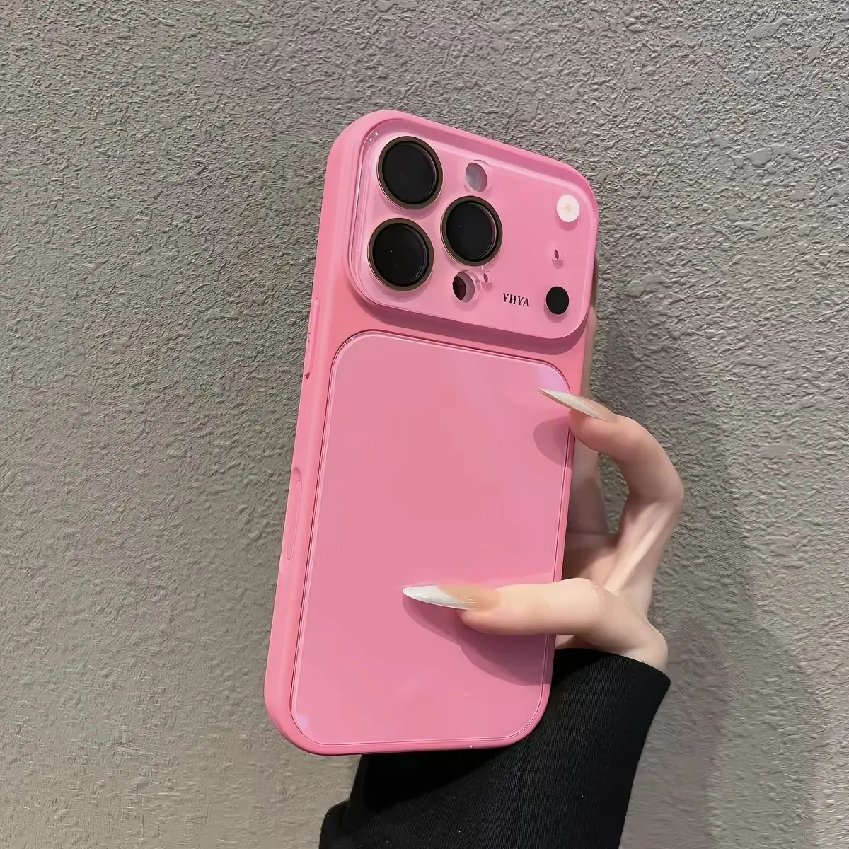 Stylish Protective Cover for iPhone 13,14,15,16,17 Pro Max - Customized Summer Edition Aesthetic PC Case with Large Window, Glass Back Panel, Visible Screen Mobile Phone Accessory